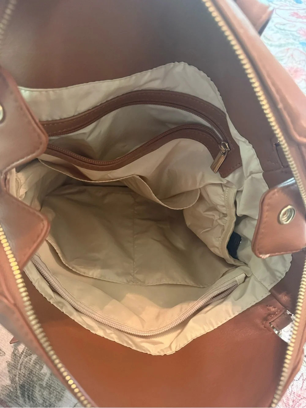 Miss Fong Leather Tote in Warm Cognac